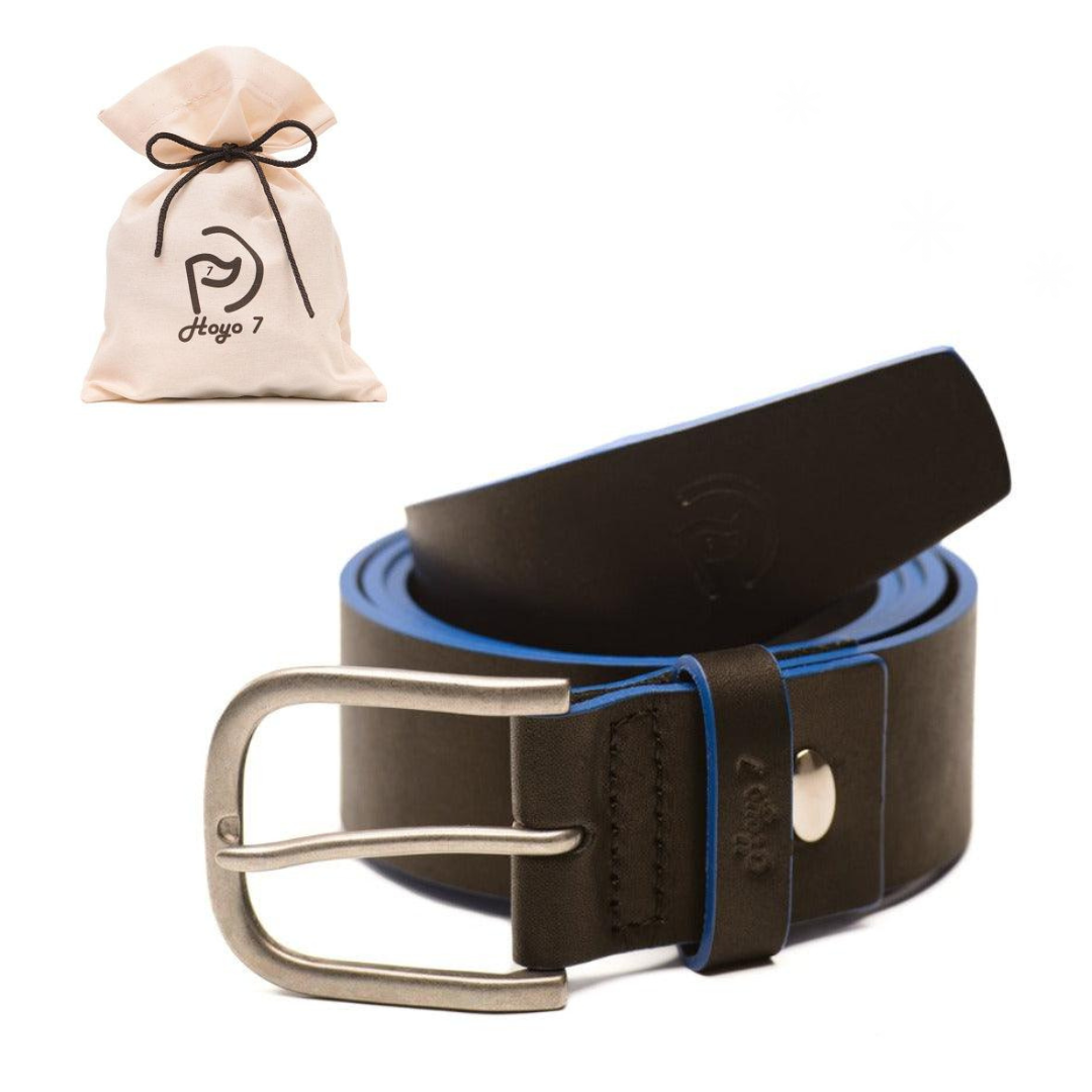 Cinturón de piel Negro/Royal, Unisex