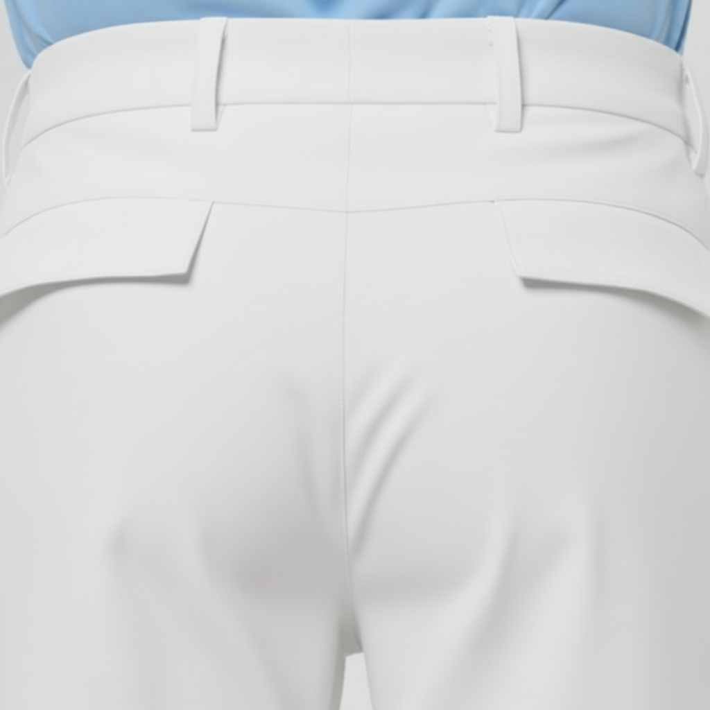 Detalle bermudas técnicas blanco por detrás