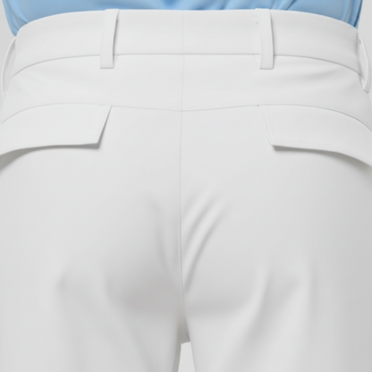 Detalle bermudas técnicas blanco por detrás