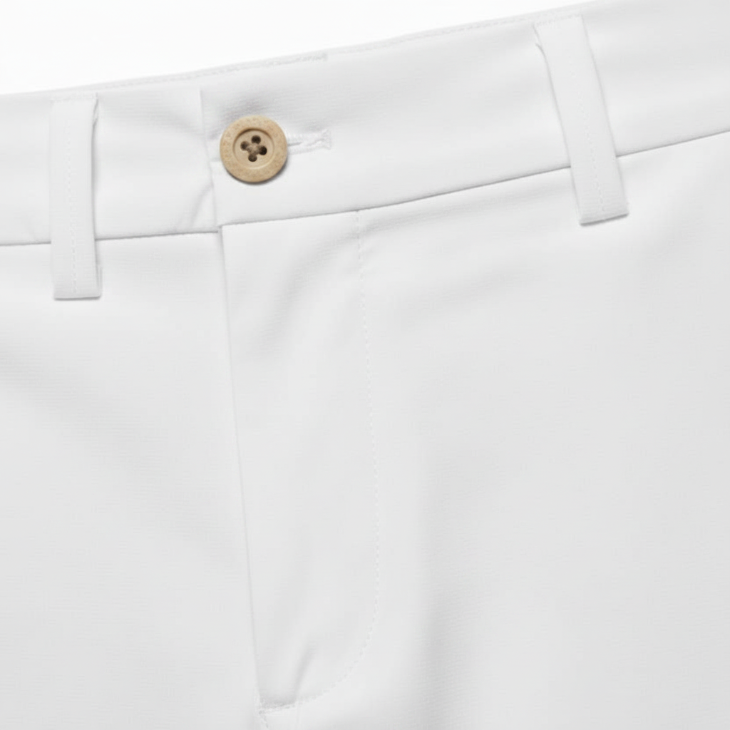 Detalle bermudas técnicas golf hombre blanco