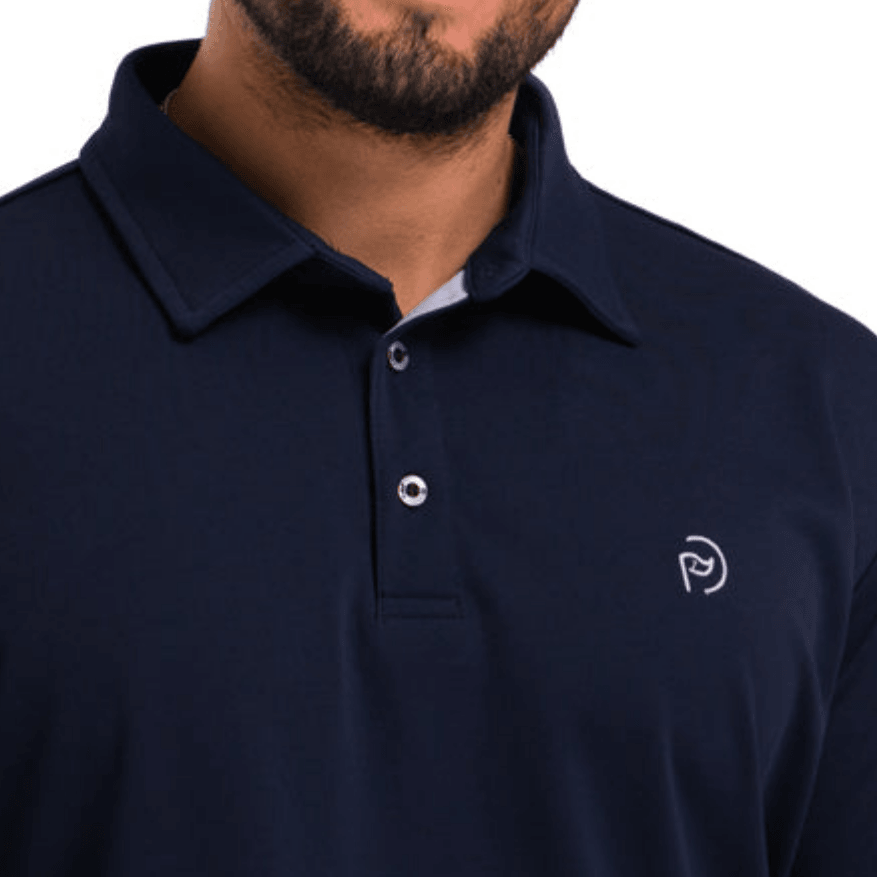 Polo de golf térmico azul marino, cuello camisero, hombre - Hoyo 7