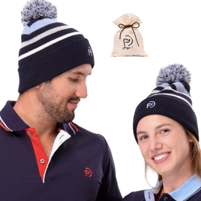Unisex-Wintermütze mit gestreiftem Pompon