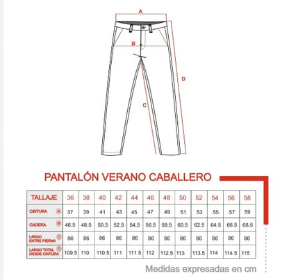 Guía tallas de pantalón técnico golf verano hombre