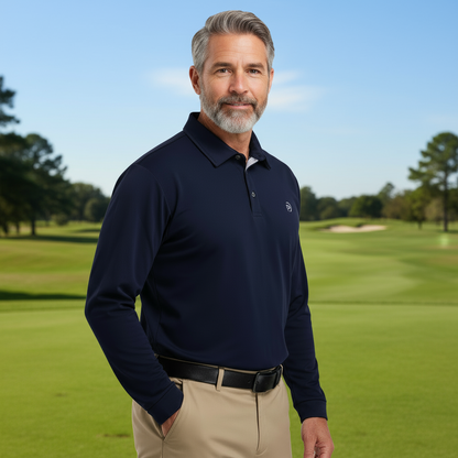 Polo golf térmico azul marino, hombre | Ideal para jugar en invierno