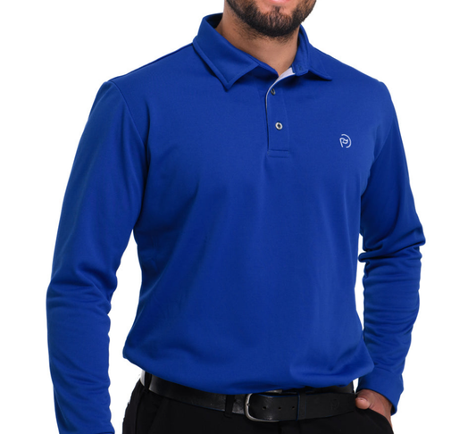 Polo de golf térmico azul royal, cuello camisero, hombre - Hoyo 7