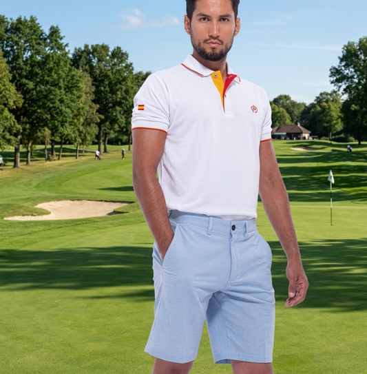 Bermudas de cuadros azules, hombre