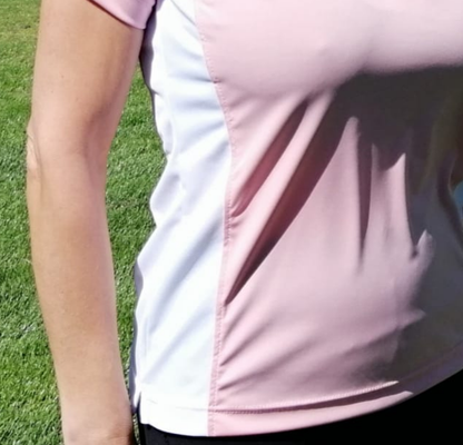 Polo técnico golf rosa, mujer. Efecto silueta