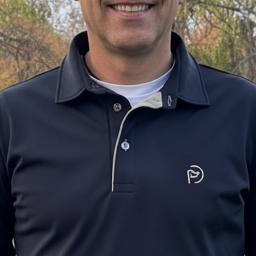 Polo golf térmico elástico, negro, hombre | Comodidad y elegancia en tu look