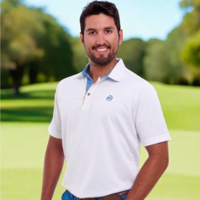 Polo golf hombre | Blanco, inspirado en Ryder Europa | UPF 50+