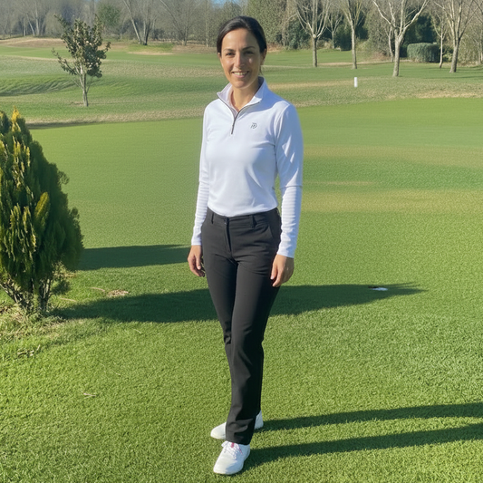 Midlayer_blanco_mujer_y_pantalon_golf_negro