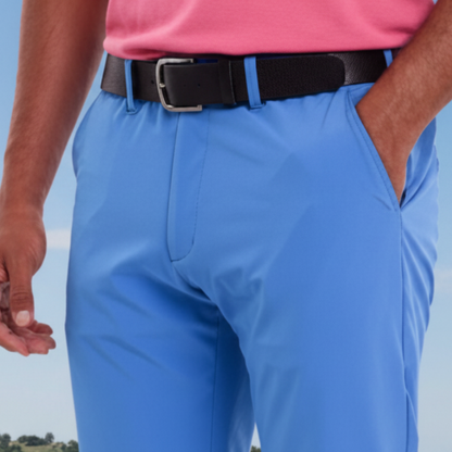 Blaues technisches Golf-Hosenset + schwarzer Gürtel