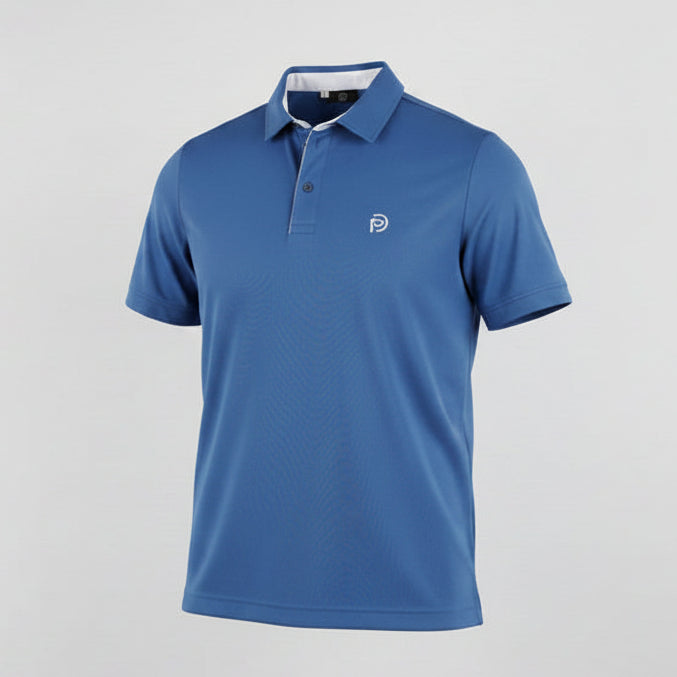Polo de golf azul manga corta hombre