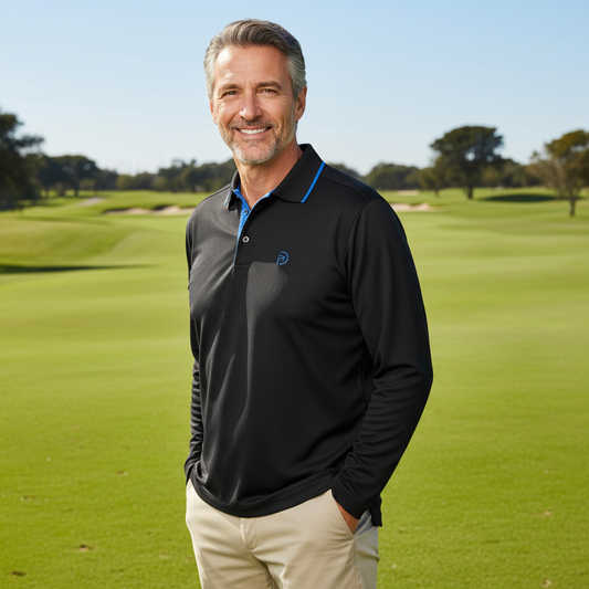 Polo golf térmico LIGERO negro, hombre | Libertad en tu swing