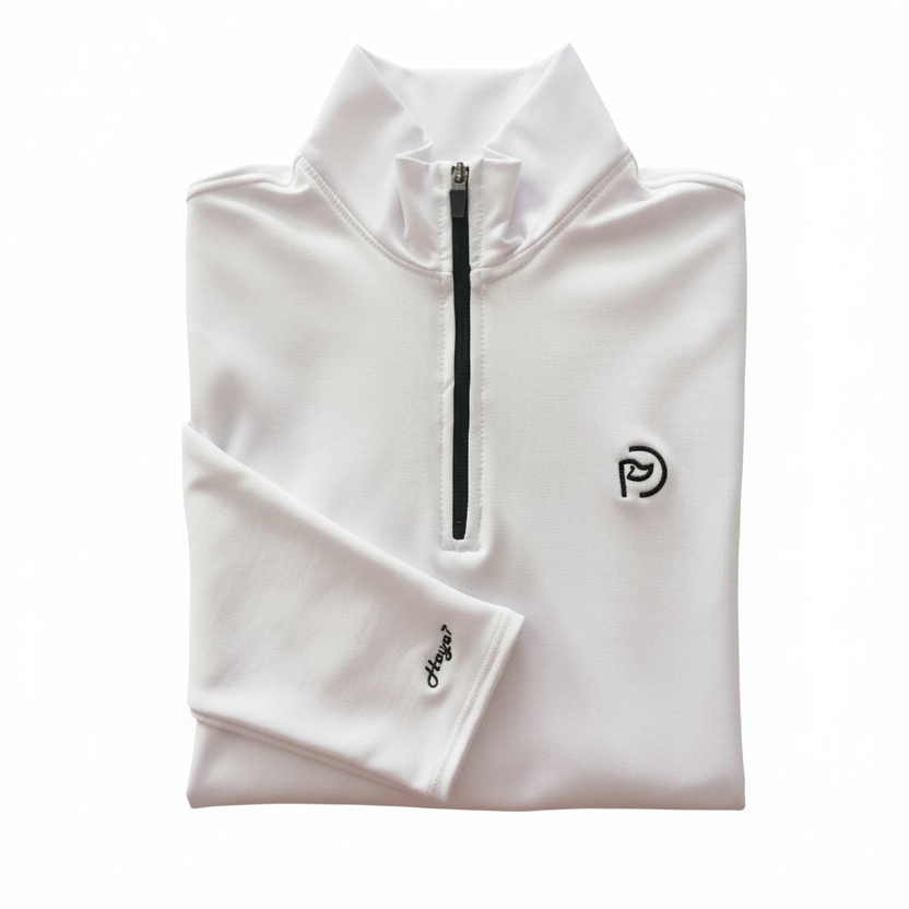 Polo half zip blanco doblado