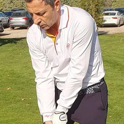 Weißes elastisches Thermo-Golfpolo, Spanien-Motive, Herren