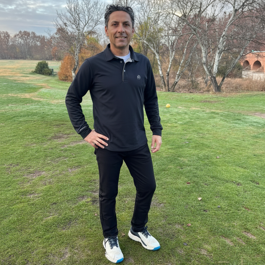 Polo_termico_elastico_negro_cuello_camisero_cuerpo_entero