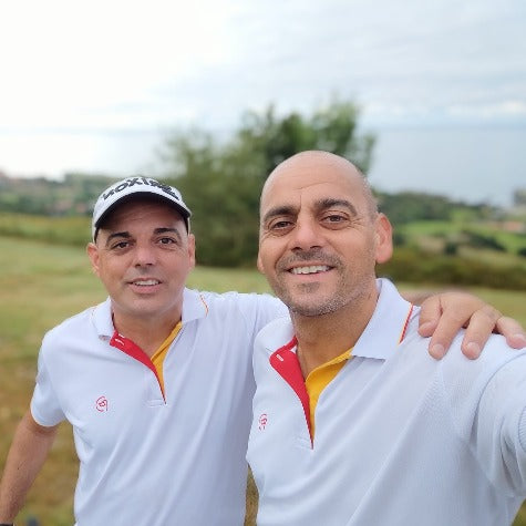 Polo de golf manga corta blanco bandera España