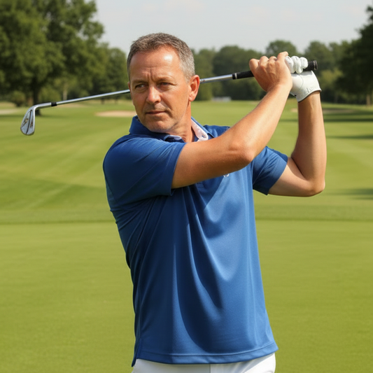 Polo de golf con cuello camisero de hombre azul