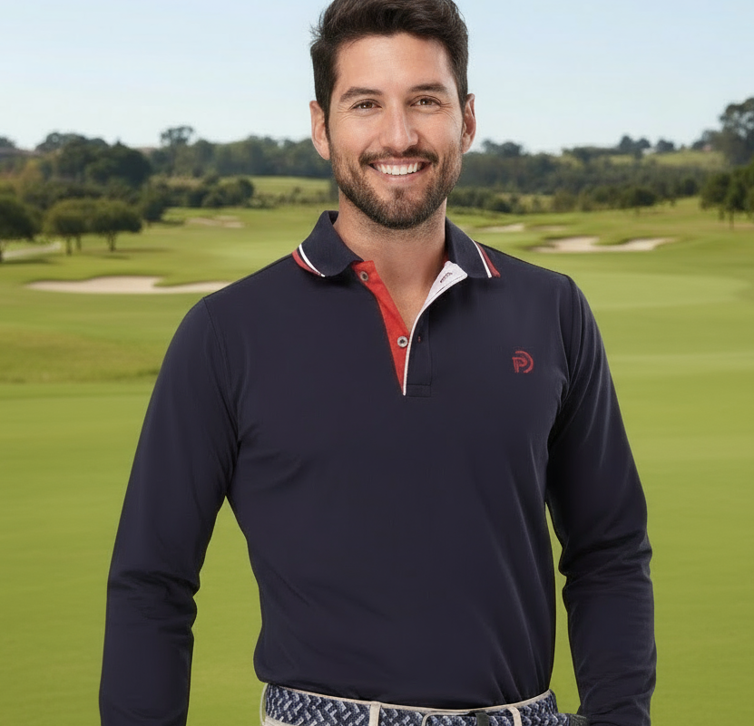 Polo golf térmico elástico, navy, hombre | El preferido de tu armario