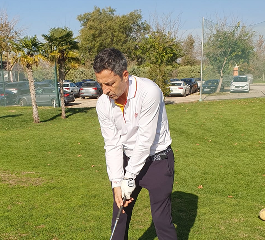 Polo golf térmico elástico blanco, motivos España, hombre