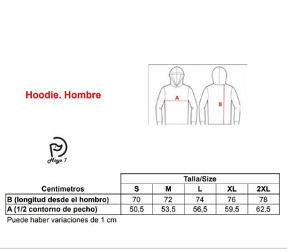 Guía de tallas hoodie hombre