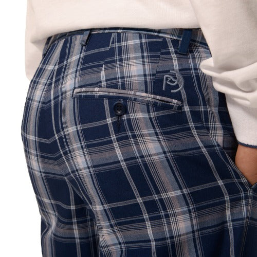 pantalones de golf de cuadros azules algodón