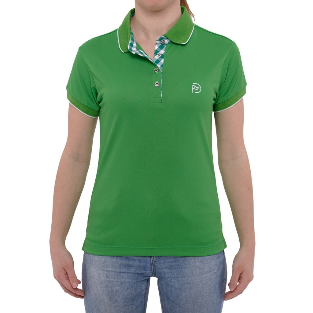 polo de golf verde mujer con protección solar UPF 50+