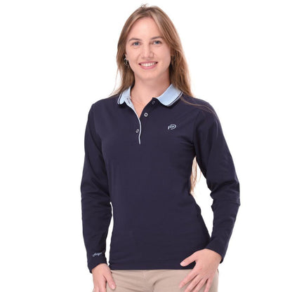 Polo de golf térmico elástico azul marino para mujer - Hoyo 7